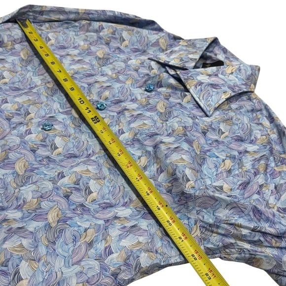 Billionaire Blue Swirl Patterned Shirt Long Sleeve Button up *See Measurements - Picture 7 of 8